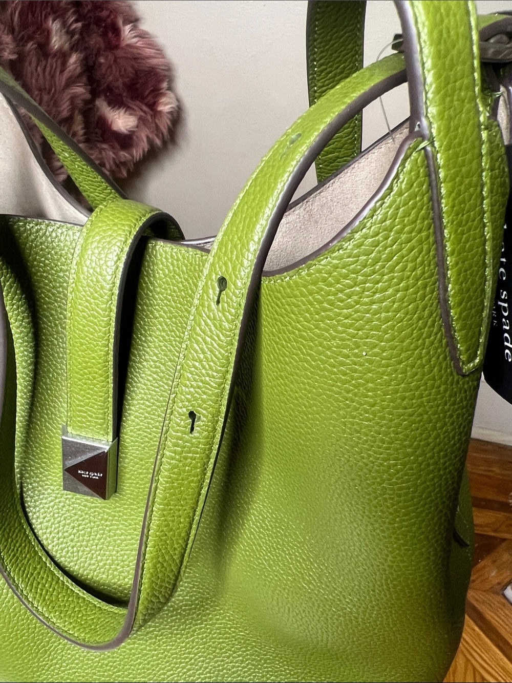 kate spade Olive Green Pebbled Leather Tote - Picture 5 of 6